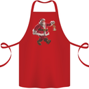 Santa Carrying a Christmas Lantern Xmas Cotton Apron 100% Organic Red