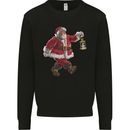 Santa Carrying a Christmas Lantern Xmas Kids Sweatshirt Jumper Black