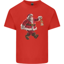Santa Carrying a Christmas Lantern Xmas Kids T-Shirt Childrens Red