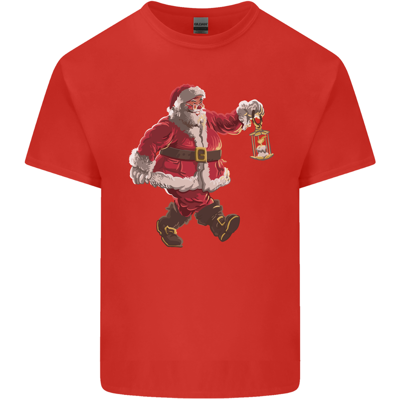 Santa Carrying a Christmas Lantern Xmas Kids T-Shirt Childrens Red