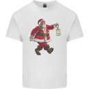 Santa Carrying a Christmas Lantern Xmas Kids T-Shirt Childrens White