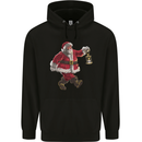 Santa Carrying a Christmas Lantern Xmas Mens 80% Cotton Hoodie Black