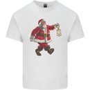 Santa Carrying a Christmas Lantern Xmas Mens Cotton T-Shirt Tee Top White