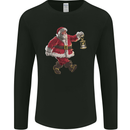 Santa Carrying a Christmas Lantern Xmas Mens Long Sleeve T-Shirt Black