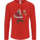 Santa Carrying a Christmas Lantern Xmas Mens Long Sleeve T-Shirt Red