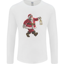 Santa Carrying a Christmas Lantern Xmas Mens Long Sleeve T-Shirt White