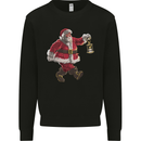 Santa Carrying a Christmas Lantern Xmas Mens Sweatshirt Jumper Black