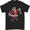 Santa Carrying a Christmas Lantern Xmas Mens T-Shirt 100% Cotton Black