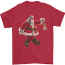 Santa Carrying a Christmas Lantern Xmas Mens T-Shirt 100% Cotton Red