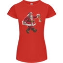 Santa Carrying a Christmas Lantern Xmas Womens Petite Cut T-Shirt Red