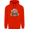 Santa Claus Chilling With Reindeers Christmas Xmas Childrens Kids Hoodie Bright Red