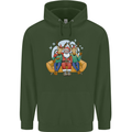 Santa Claus Chilling With Reindeers Christmas Xmas Childrens Kids Hoodie Forest Green