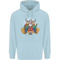 Santa Claus Chilling With Reindeers Christmas Xmas Childrens Kids Hoodie Light Blue
