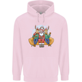 Santa Claus Chilling With Reindeers Christmas Xmas Childrens Kids Hoodie Light Pink