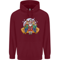 Santa Claus Chilling With Reindeers Christmas Xmas Childrens Kids Hoodie Maroon