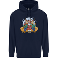 Santa Claus Chilling With Reindeers Christmas Xmas Childrens Kids Hoodie Navy Blue