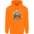 Santa Claus Chilling With Reindeers Christmas Xmas Childrens Kids Hoodie Orange