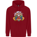 Santa Claus Chilling With Reindeers Christmas Xmas Childrens Kids Hoodie Red