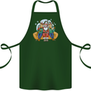 Santa Claus Chilling With Reindeers Christmas Xmas Cotton Apron 100% Organic Forest Green