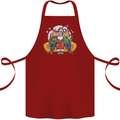 Santa Claus Chilling With Reindeers Christmas Xmas Cotton Apron 100% Organic Maroon
