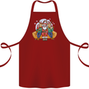 Santa Claus Chilling With Reindeers Christmas Xmas Cotton Apron 100% Organic Maroon