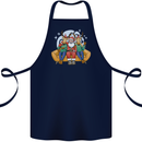 Santa Claus Chilling With Reindeers Christmas Xmas Cotton Apron 100% Organic Navy Blue