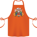Santa Claus Chilling With Reindeers Christmas Xmas Cotton Apron 100% Organic Orange