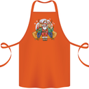 Santa Claus Chilling With Reindeers Christmas Xmas Cotton Apron 100% Organic Orange