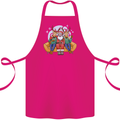 Santa Claus Chilling With Reindeers Christmas Xmas Cotton Apron 100% Organic Pink