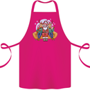 Santa Claus Chilling With Reindeers Christmas Xmas Cotton Apron 100% Organic Pink