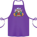 Santa Claus Chilling With Reindeers Christmas Xmas Cotton Apron 100% Organic Purple