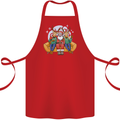 Santa Claus Chilling With Reindeers Christmas Xmas Cotton Apron 100% Organic Red