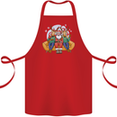 Santa Claus Chilling With Reindeers Christmas Xmas Cotton Apron 100% Organic Red