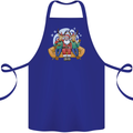 Santa Claus Chilling With Reindeers Christmas Xmas Cotton Apron 100% Organic Royal Blue