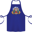 Santa Claus Chilling With Reindeers Christmas Xmas Cotton Apron 100% Organic Royal Blue