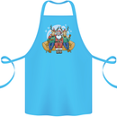 Santa Claus Chilling With Reindeers Christmas Xmas Cotton Apron 100% Organic Turquoise