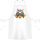 Santa Claus Chilling With Reindeers Christmas Xmas Cotton Apron 100% Organic White