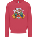 Santa Claus Chilling With Reindeers Christmas Xmas Kids Sweatshirt Jumper Heliconia