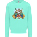 Santa Claus Chilling With Reindeers Christmas Xmas Kids Sweatshirt Jumper Peppermint