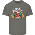 Santa Claus Chilling With Reindeers Christmas Xmas Kids T-Shirt Childrens Charcoal