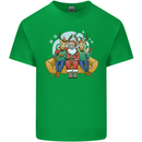 Santa Claus Chilling With Reindeers Christmas Xmas Kids T-Shirt Childrens Irish Green