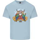 Santa Claus Chilling With Reindeers Christmas Xmas Kids T-Shirt Childrens Light Blue