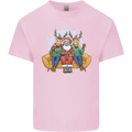 Santa Claus Chilling With Reindeers Christmas Xmas Kids T-Shirt Childrens Light Pink