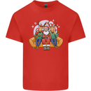 Santa Claus Chilling With Reindeers Christmas Xmas Kids T-Shirt Childrens Red