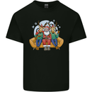 Santa Claus Chilling With Reindeers Christmas Xmas Mens Cotton T-Shirt Tee Top Black