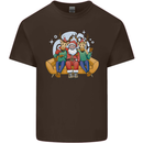 Santa Claus Chilling With Reindeers Christmas Xmas Mens Cotton T-Shirt Tee Top Dark Chocolate