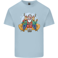 Santa Claus Chilling With Reindeers Christmas Xmas Mens Cotton T-Shirt Tee Top Light Blue