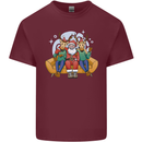 Santa Claus Chilling With Reindeers Christmas Xmas Mens Cotton T-Shirt Tee Top Maroon