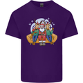 Santa Claus Chilling With Reindeers Christmas Xmas Mens Cotton T-Shirt Tee Top Purple