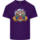 Santa Claus Chilling With Reindeers Christmas Xmas Mens Cotton T-Shirt Tee Top Purple